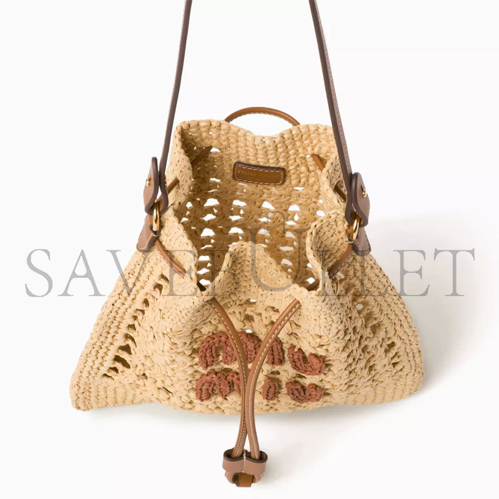 MIU MIU BUCKET BAG IN RAFFIA-EFFECT YARN 5ND016 (23*20cm)